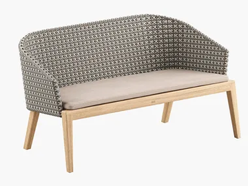 CALYPSO - 2 seater synthetic fibre and teak garden sofa by Royal Botania - view 2